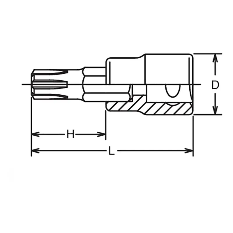3/8 Sq. Dr. Bit Socket Ribe-CV M10 Length 100mm - Image 2