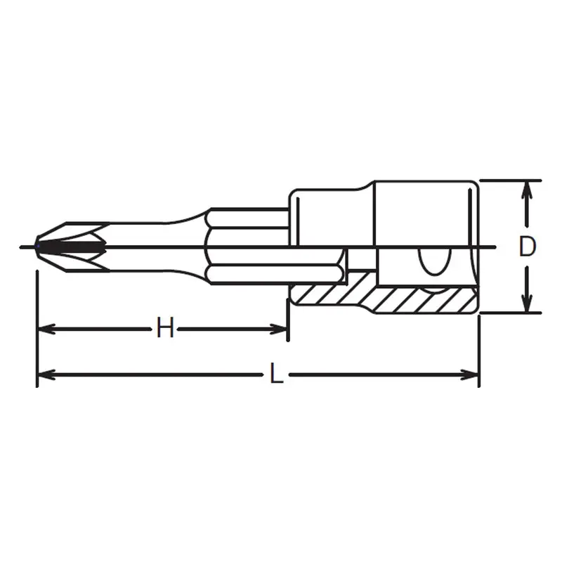 3/8 Sq. Dr. Bit Socket  PZ3  Length 50mm - Image 2