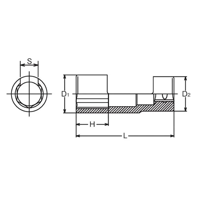 1/2 Sq. Dr. Socket  22mm 6 point 110mm For O2 sensor - Image 2