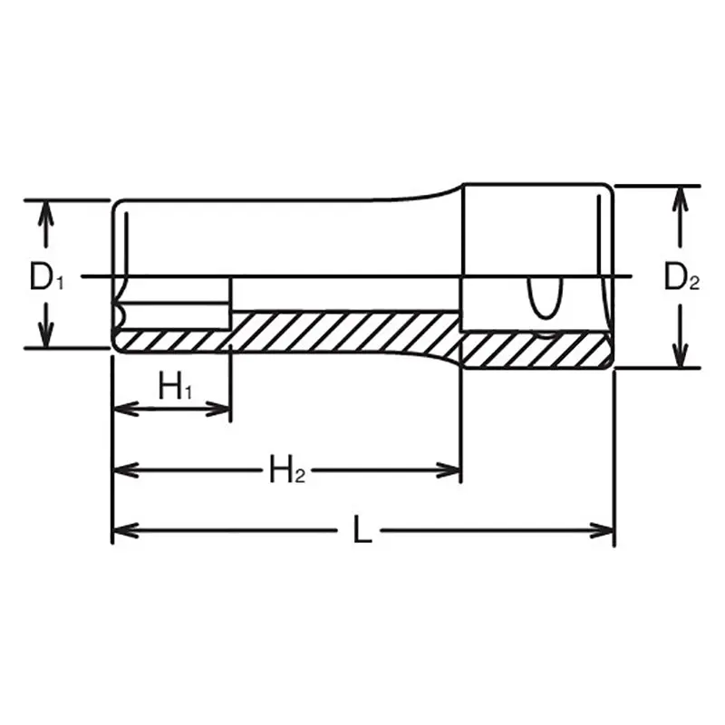 1/2 Sq. Dr. Socket  1 6 point Length 77mm - Image 2