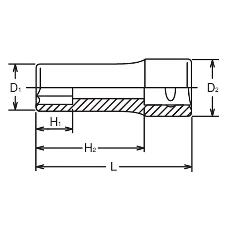 1/2 Sq. Dr. Socket 21/32 6 point Length 77mm - Image 2