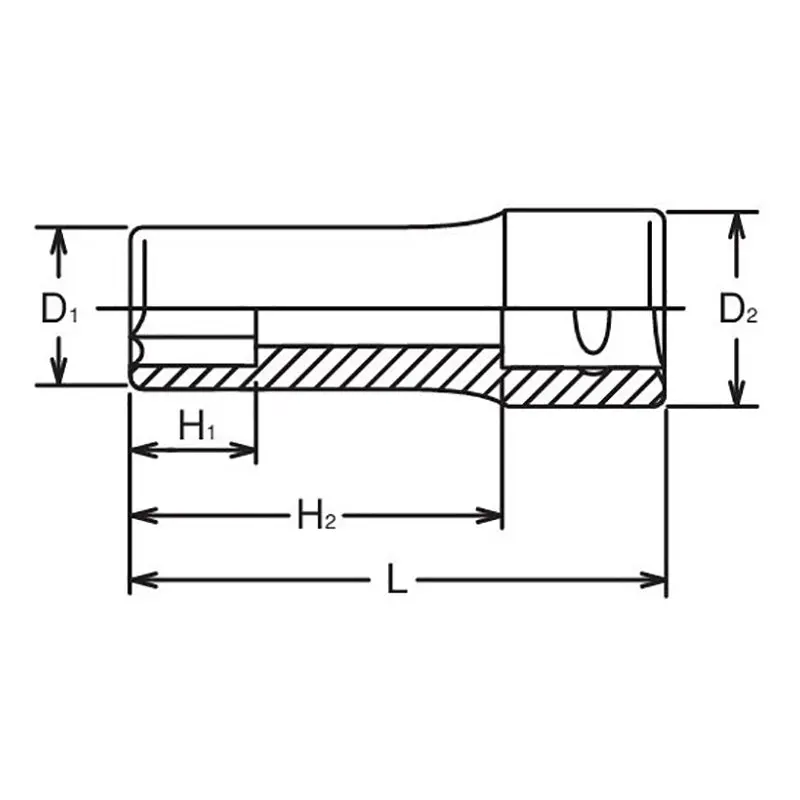 1/2 Sq. Dr. Socket  3/8 6 point Length 77mm - Image 2