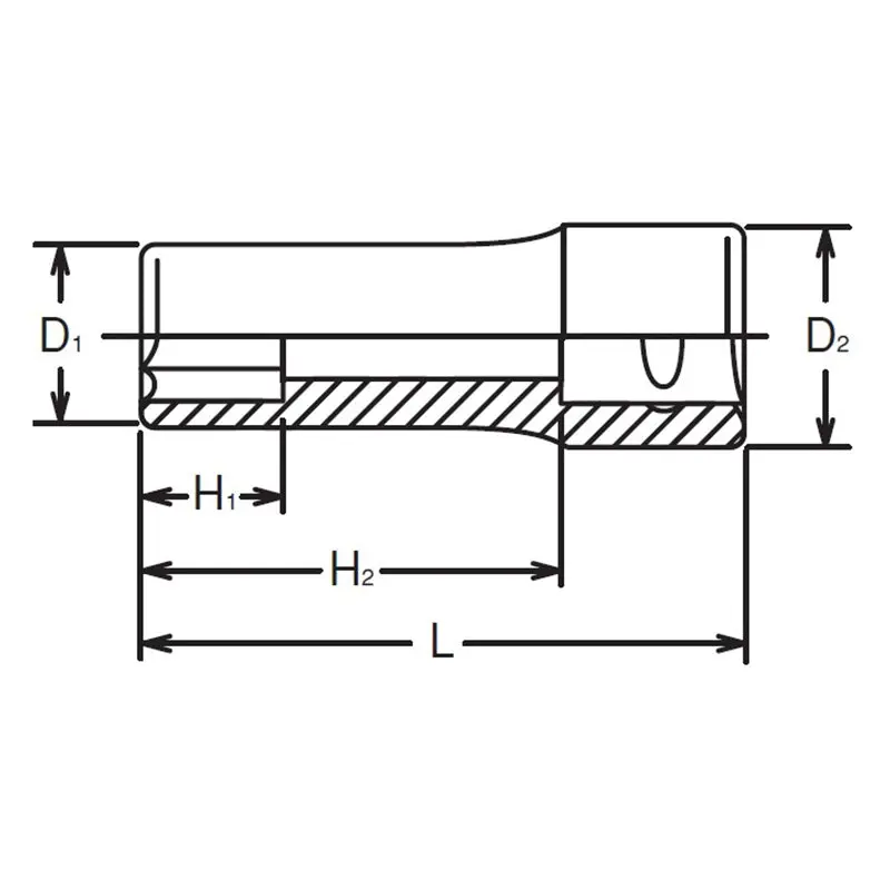 1/4 Sq. Dr. Socket 3mm 12 point Length 50mm - Image 2