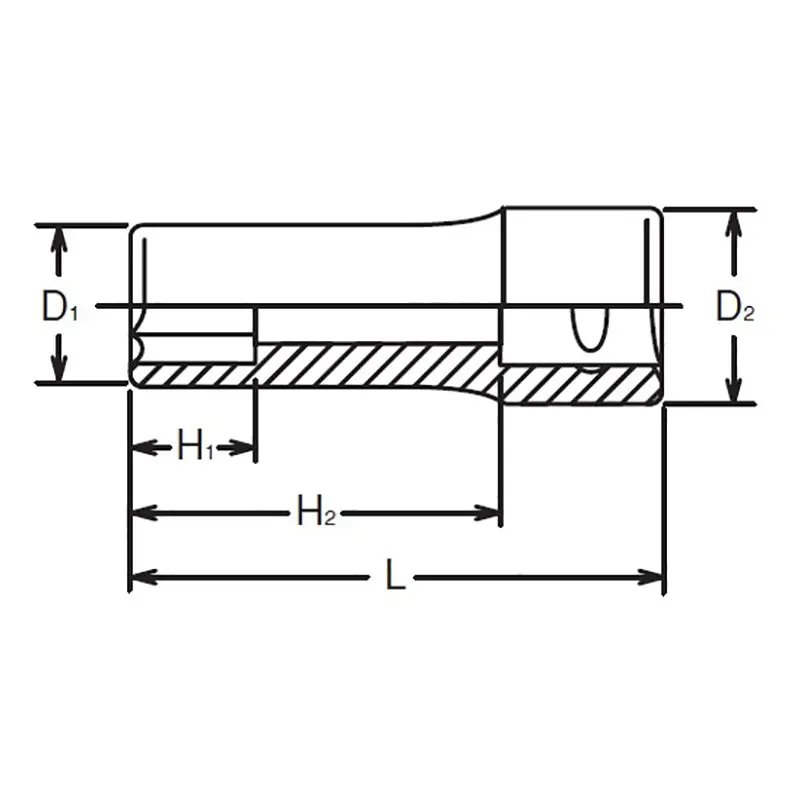 1/4 Sq. Dr. Socket 13mm 6 point Length 50mm - Image 2