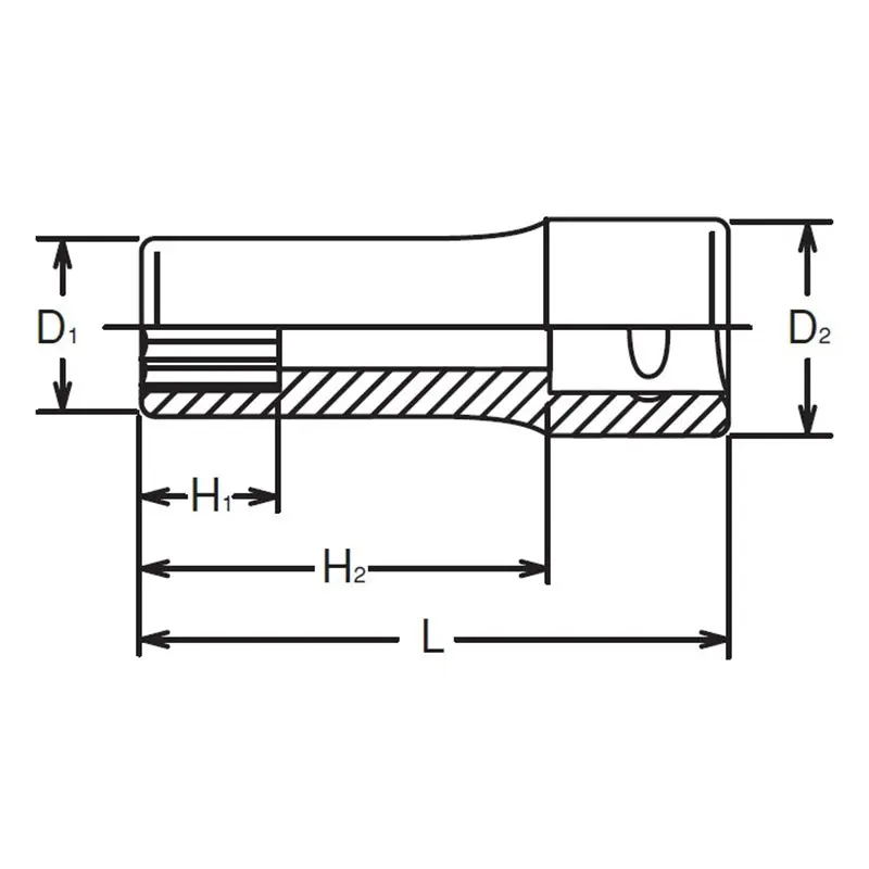 1/4 Sq. Dr. Socket  3/8 6 point Length 50mm - Image 2