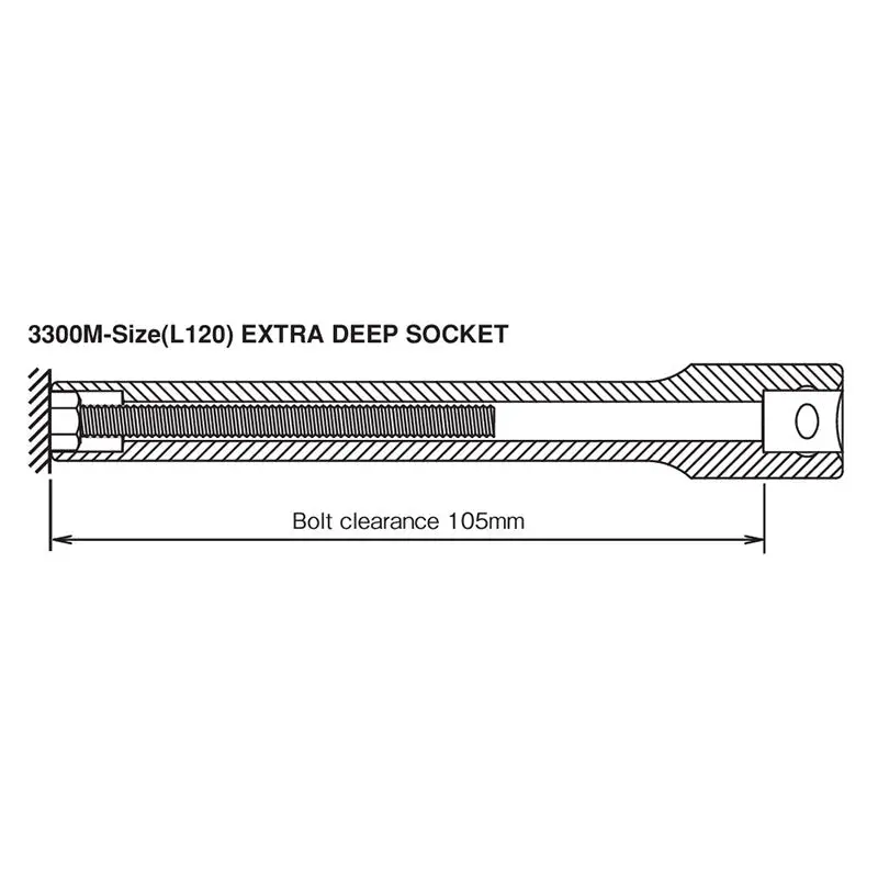 3/8 Sq. Dr. Socket  14mm 12 point Length 120mm - Image 2