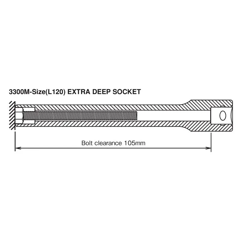 3/8 Sq. Dr. Socket  10mm 6 point Length 120mm - Image 2