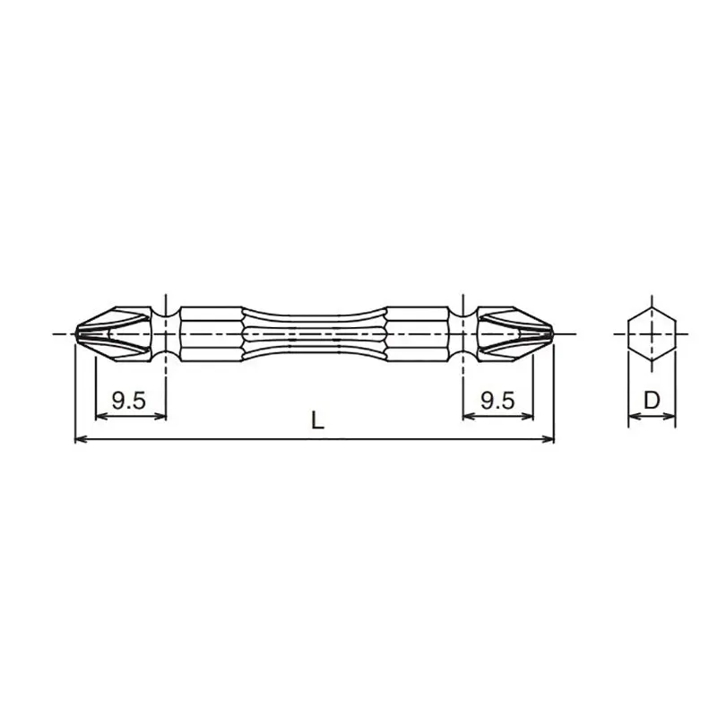 1/4 Hex Dr. Double Ended Bit PH2 Length 75mm Torsion - Image 2
