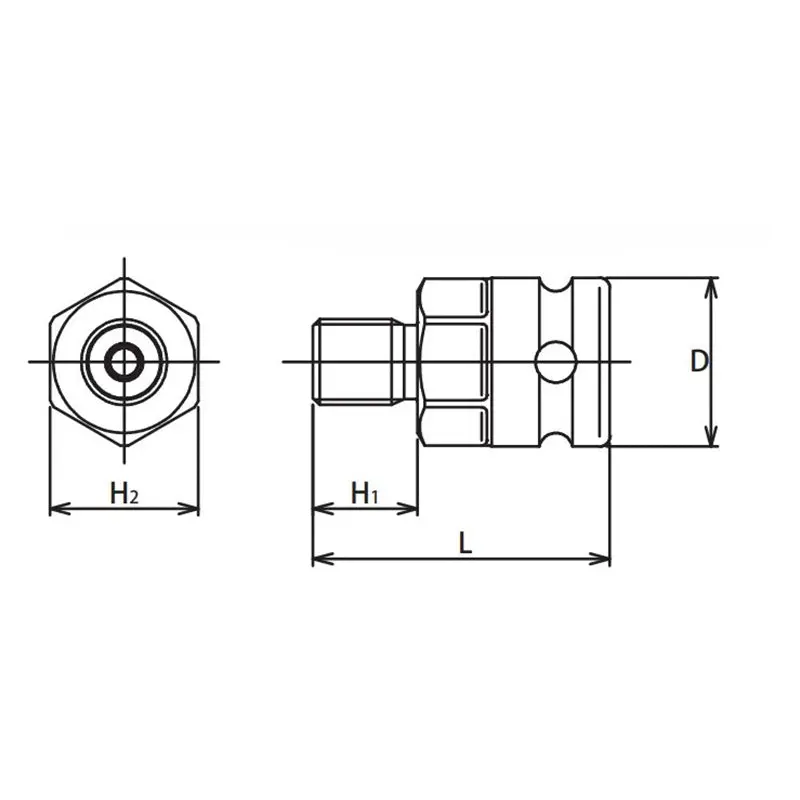 1/2 Sq. Dr. Drill Chuck Adaptor  1/2 x 20UNF  Length 44mm - Image 2