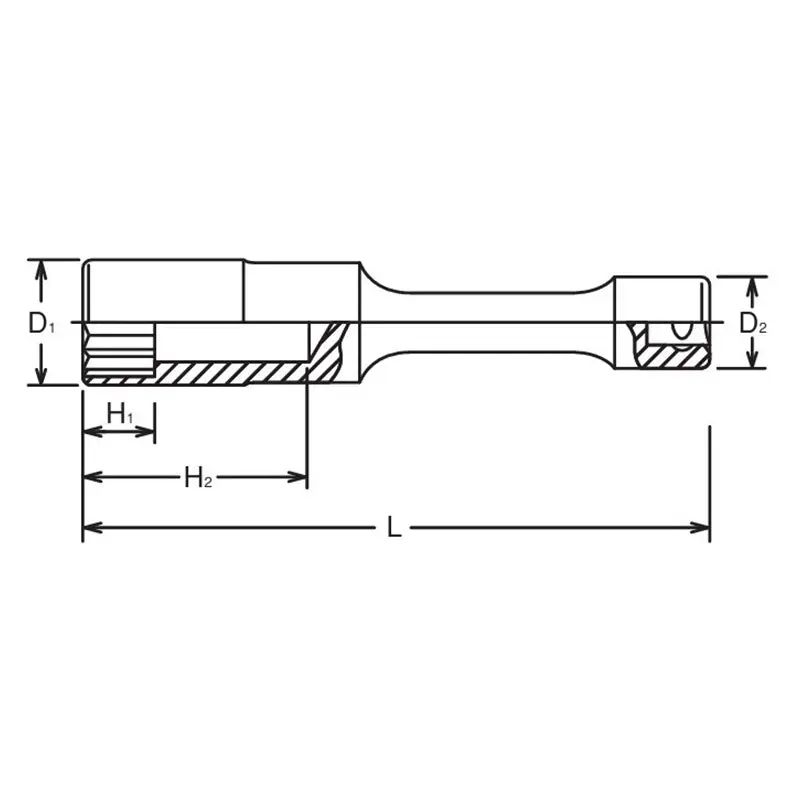 1/2 Sq. Dr. 12-Point 125mm Long Extension Socket - 17mm - Image 2