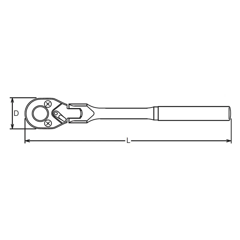 1/4 Sq. Dr. Ratchet Handle 20 teeth Length 161mm Flexible Head Polished Handle - Image 2