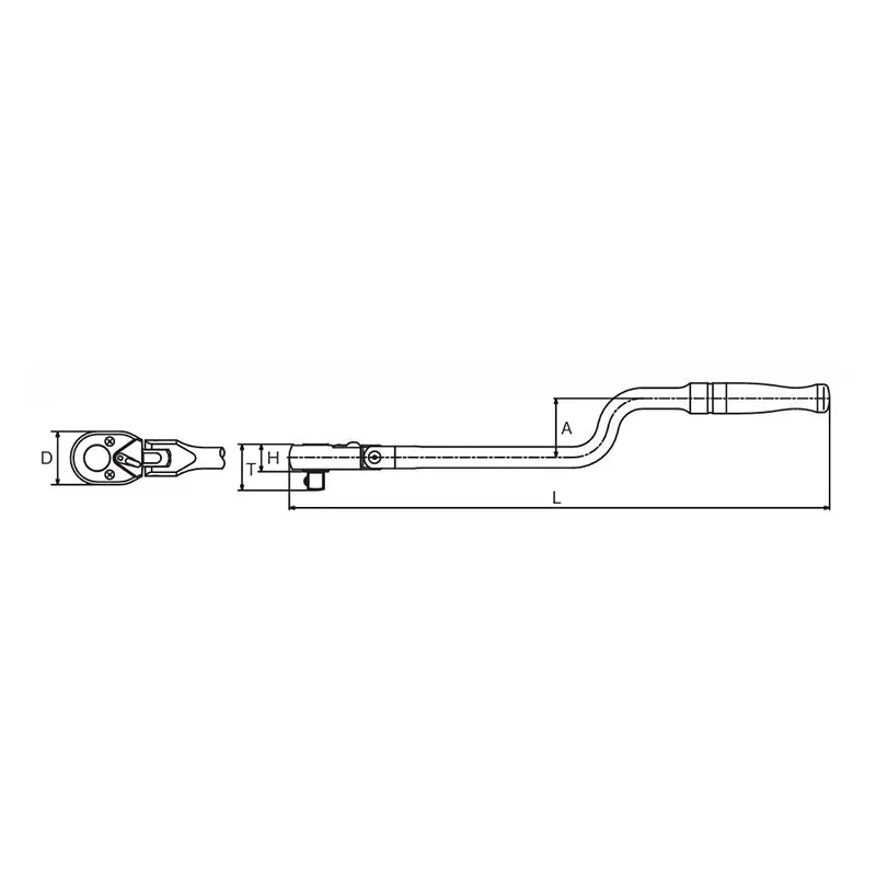 3/8 Sq. Dr. Ratchet Handle  24 teeth Flexible Head Length 310mm  Polished Handle - Image 2