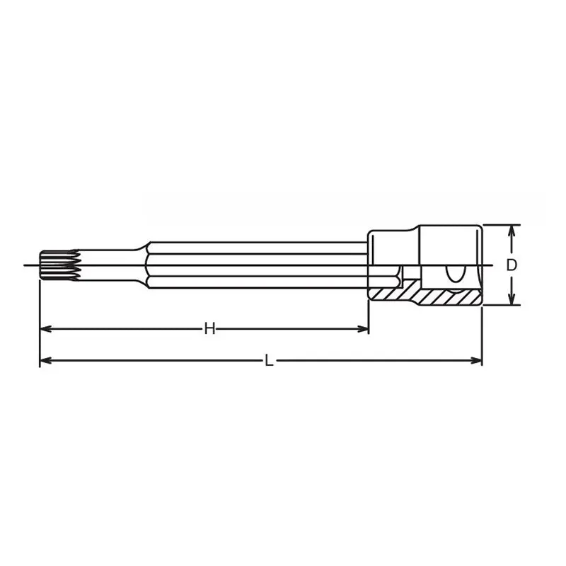 1/2 Sq. Dr. Bit Socket 8mm Double-Hex Length 120mm For Cylinder head bolt - Image 2