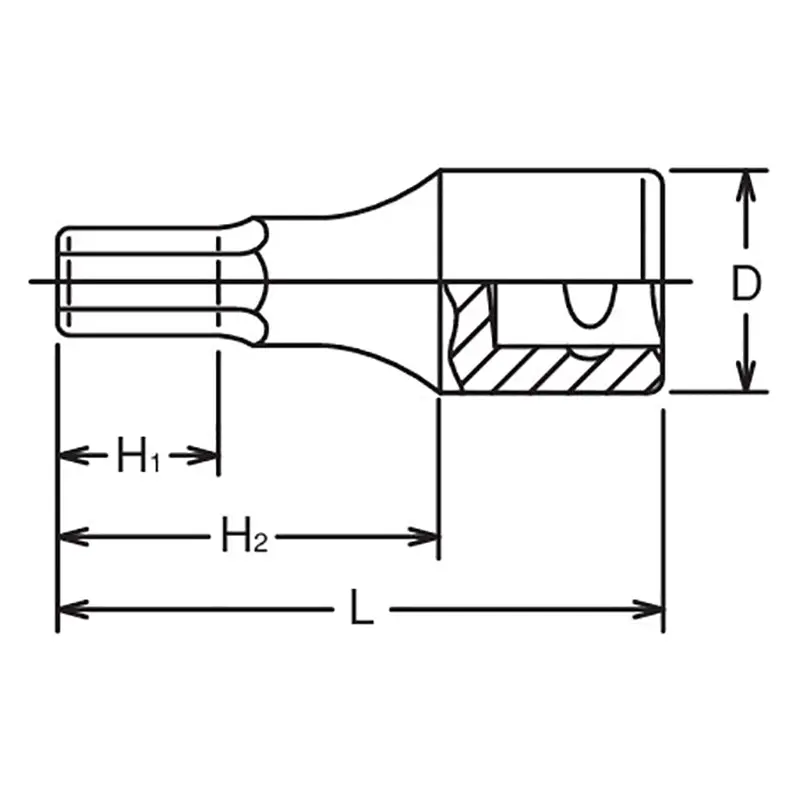 3/8 Sq. Dr. Bit Socket 13mm Hex Length 75mm - Image 2