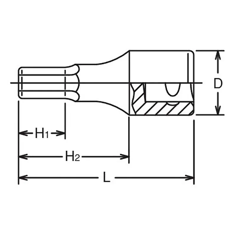 1/2 Sq. Dr. Bit Socket 1/4 Hex Length 43mm - Image 2