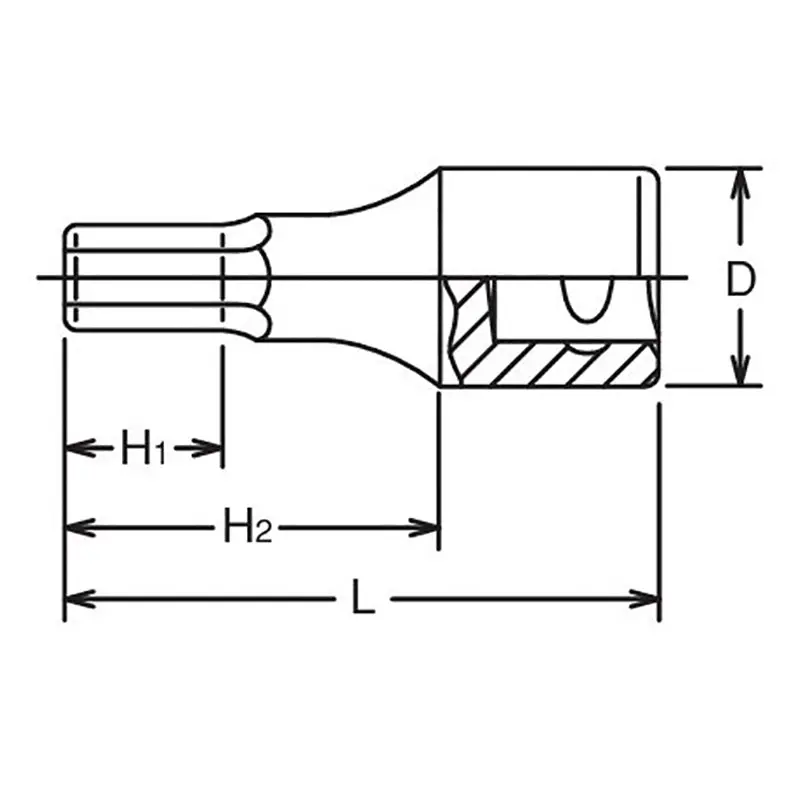 1/2 Sq. Dr. Bit Socket  1/4 Hex Length 60mm - Image 2