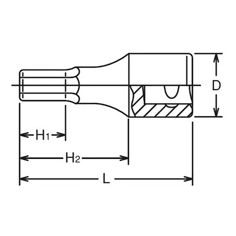 1/2 Sq. Dr. Bit Socket  11mm Hex Length 43mm - Image 2