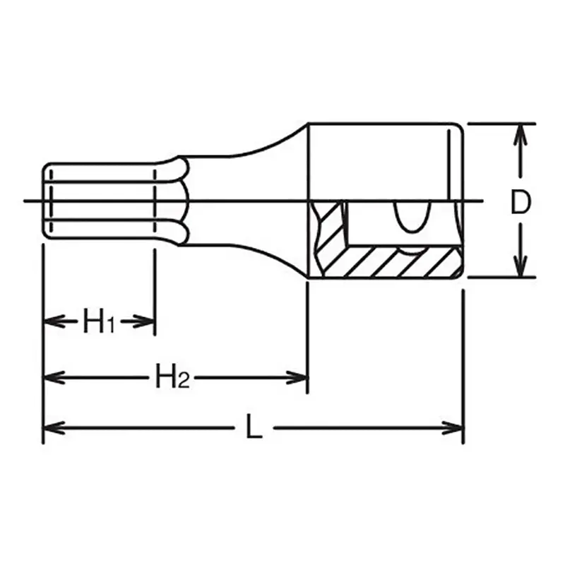 1/2 Sq. Dr. Bit Socket  3/16 Hex Length 43mm - Image 2