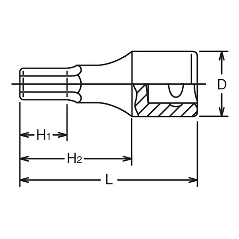 1/2 Sq. Dr. Bit Socket 5/16 Hex Length 75mm - Image 2