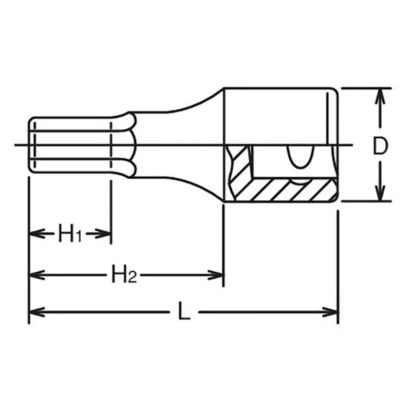 1/2 Sq. Dr. Bit Socket  7/32 Hex Length 43mm - Image 2