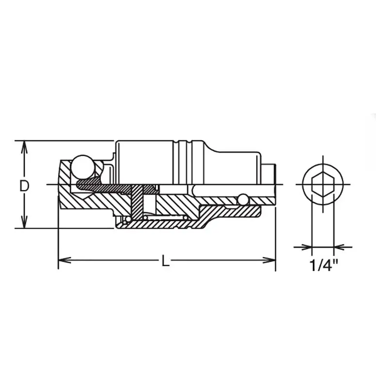 1/4 Hex Dr. Adaptor  1/2 Square 57mm Locking Quick Release - Image 2