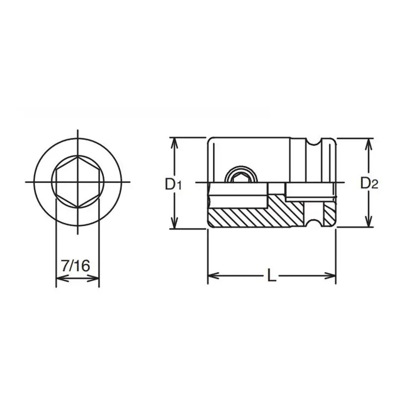 1/2 Sq. Dr. Bit Holder  7/16 For 183 series Length 38mm - Image 2