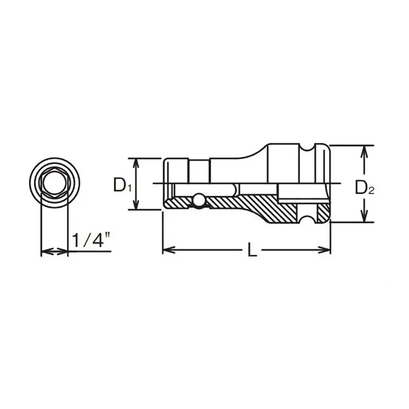 1/2 Sq. Dr. Bit Holder 1/4 Hex Length 48mm - Image 2