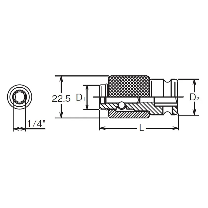 1/4 Sq. Dr. Bit Holder  1/4 Hex Length 36mm - Image 2