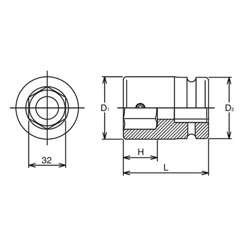 1 Sq. Dr. Bit Holder  32mm For 107.32 Length 75mm - Image 2