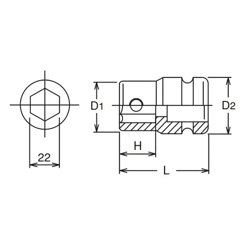 1 Sq. Dr. Bit Holder 22mm For 107.22 Length 70mm - Image 2