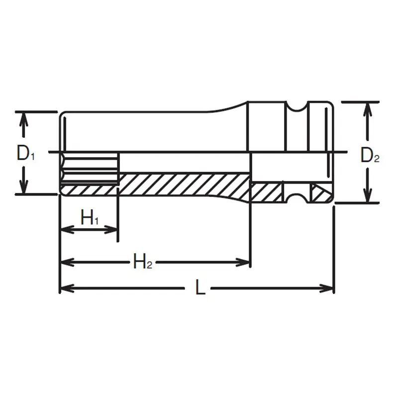 1/2 Sq. Dr. Socket 8mm 12 point Length 80mm - Image 2