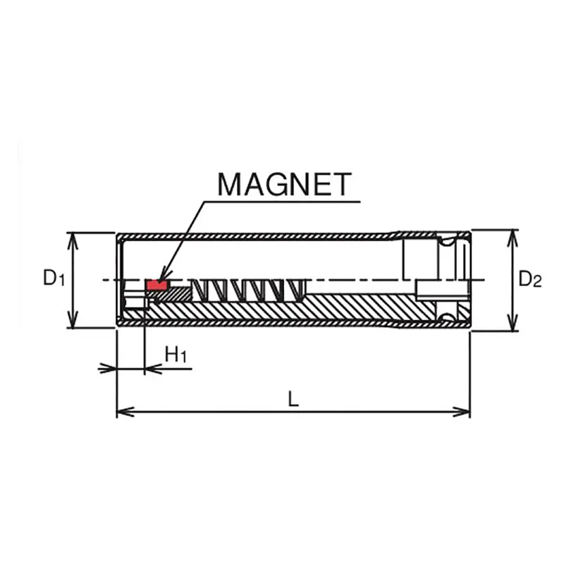 1/2 Sq. Dr. Socket with Plastic Protector 13mm Slide Magnet Length 80mm Turnable POM cover - Image 2