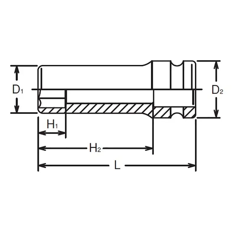 1/2 Sq. Dr. Socket  16mm 6 point Length 80mm - Image 2