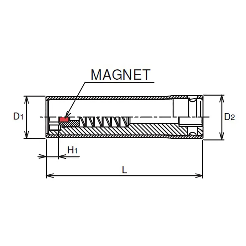 1/2 Sq. Dr. Socket with Plastic Protector 19mm Slide Magnet Length 80mm Turnable POM cover - Image 2