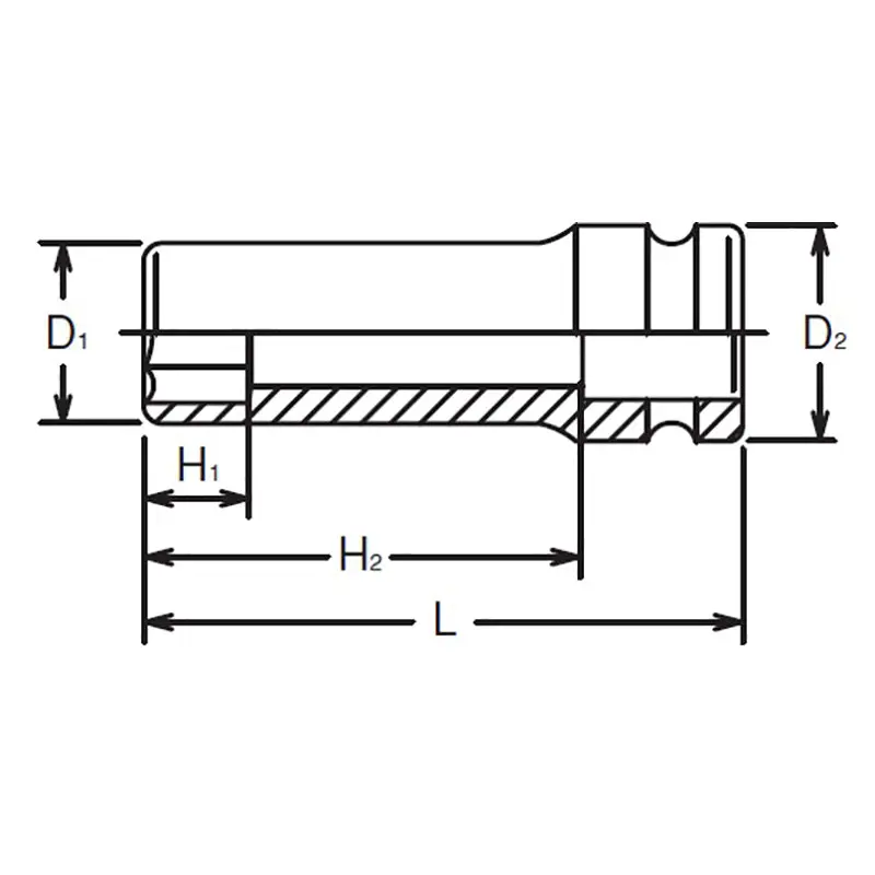 1/2 Sq. Dr. 6-Point Thin Wall Deep Impact Socket in 9mm - Image 2