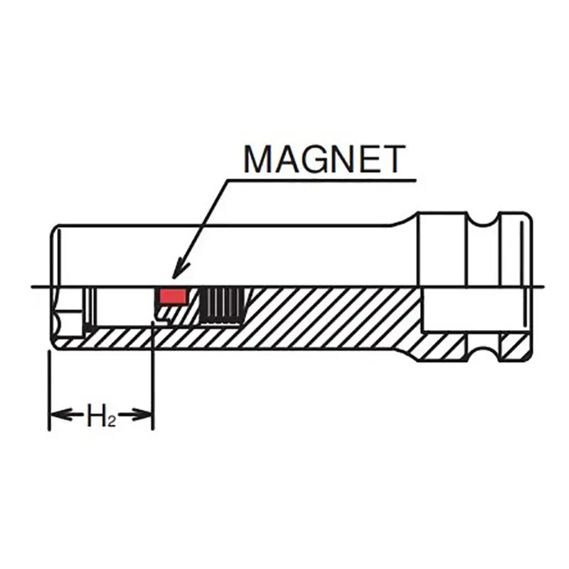 1/4 Sq. Dr. Socket 14mm 6 point Length 48mm Slide Magnet - Image 3