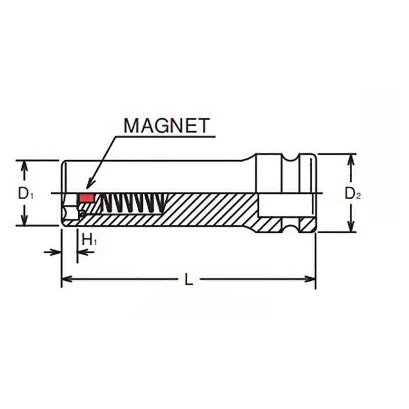 1/4 Sq. Dr. Socket 8mm 6 point Length 48mm Slide Magnet - Image 2