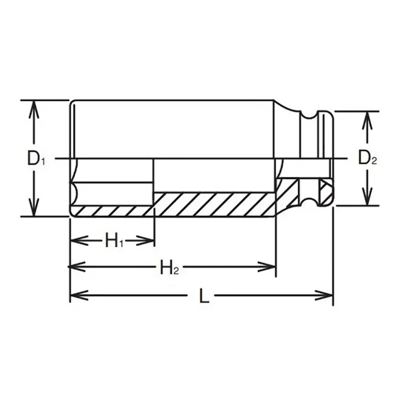 1 Sq. Dr. Socket 11/16 6 point Length 108mm Thin walled - Image 2