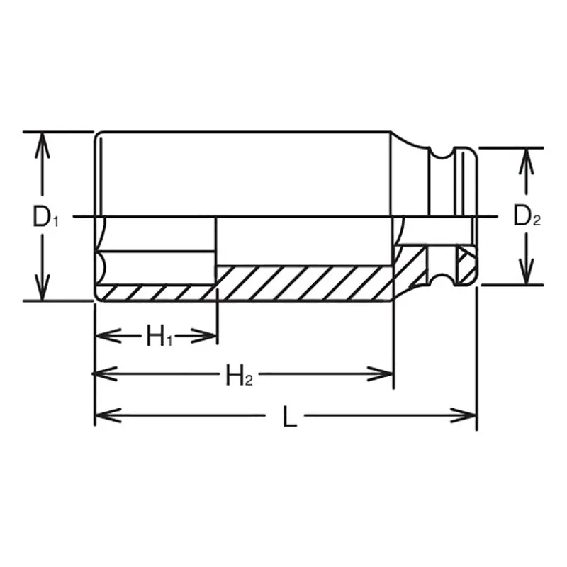 1 Sq. Dr. Socket  20mm 6 point Length 108mm Thin walled - Image 2