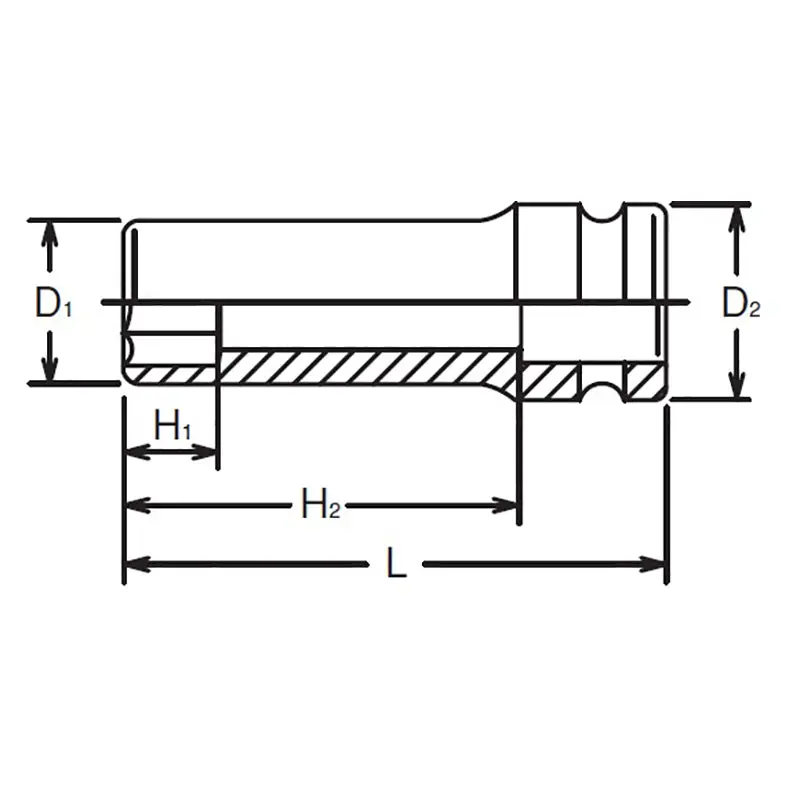 3/4 Sq. Dr. Socket 50mm 6 point Length 100mm Thin walled - Image 2