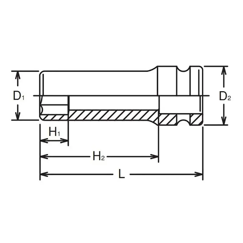 3/8 Sq. Dr. Socket 12mm 6 point Length 80mm - Image 2
