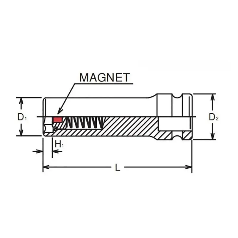 3/8 Sq. Dr. Socket 13mm 6 point Length 80mm Slide Magnet - Image 3