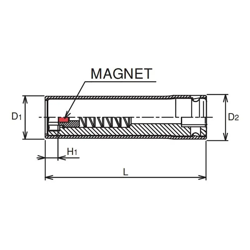 3/8 Sq. Dr. Socket with Plastic Protector 14mm 6 point Length 80mm Slide Magnet Turnable POM cover - Image 2