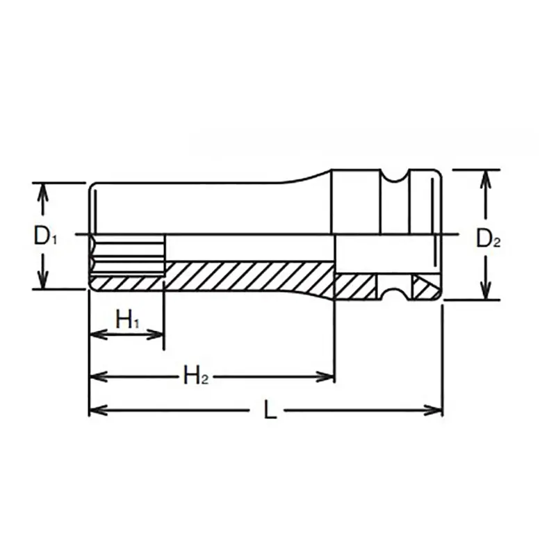 3/8 Sq. Dr. Socket 13mm 12 point Length 80mm Thin walled - Image 2