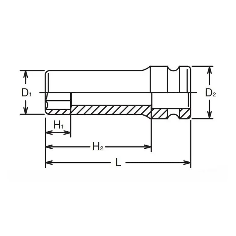 3/8 Sq. Dr. Socket  7/16 6 point Length 80mm Thin walled - Image 2