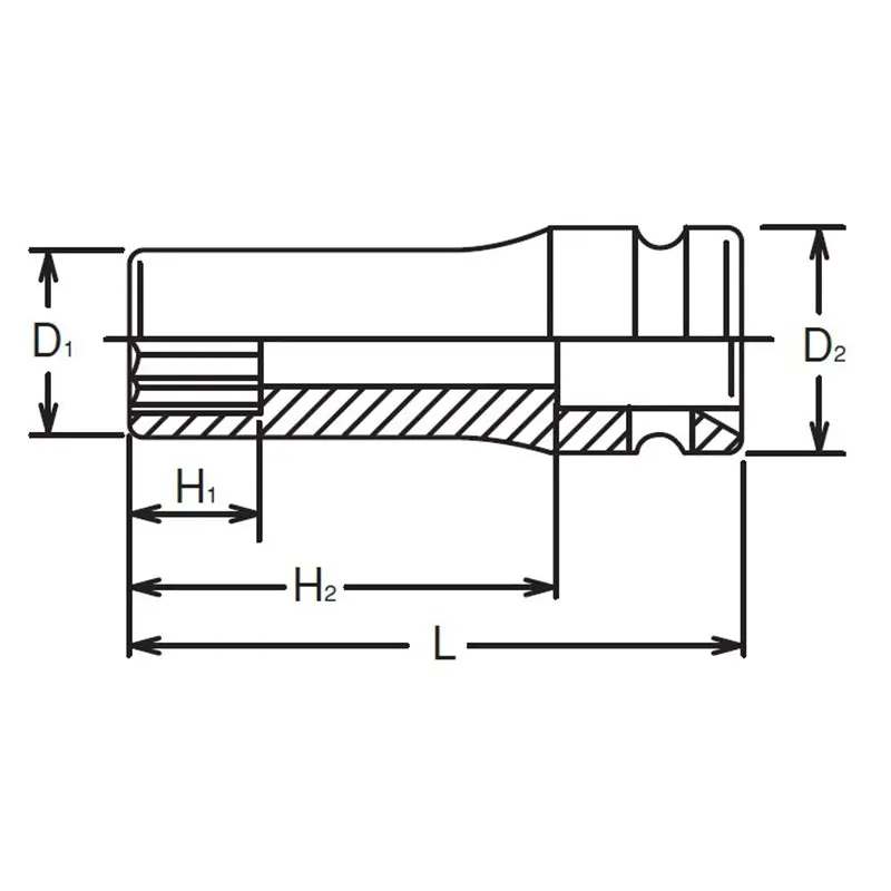 1/2 Sq. Dr. Socket 10mm 12 point Length 80mm Thin walled - Image 2
