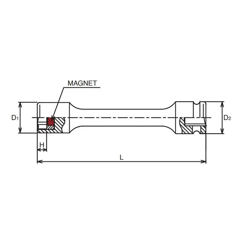 3/8 Sq. Dr. Extension Socket  12mm 6 point Length 200mm Magnet - Image 2