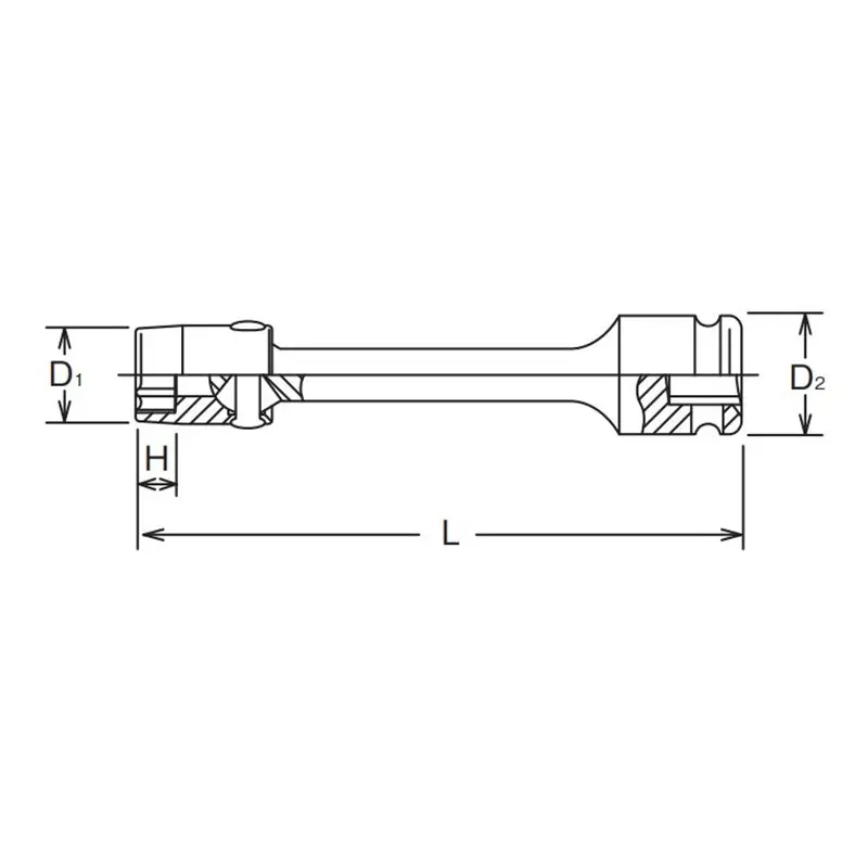 1/2 Sq. Dr. Extension Universal Socket 19mm 6 point Length 200mm - Image 2