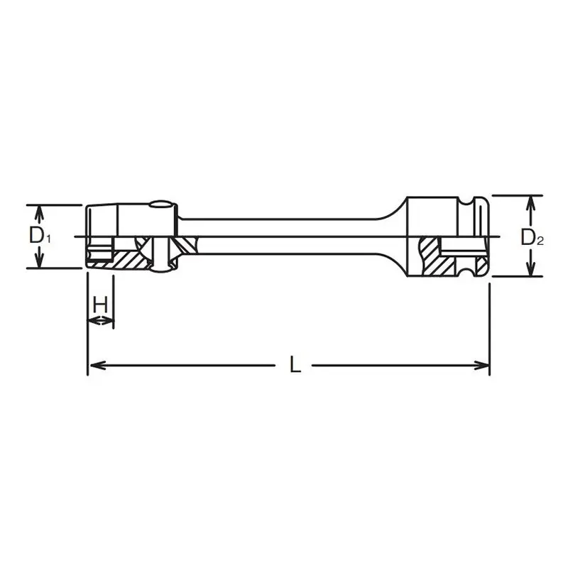 3/8 Sq. Dr. Extension Universal Socket  10mm 6 point Length 150mm - Image 2