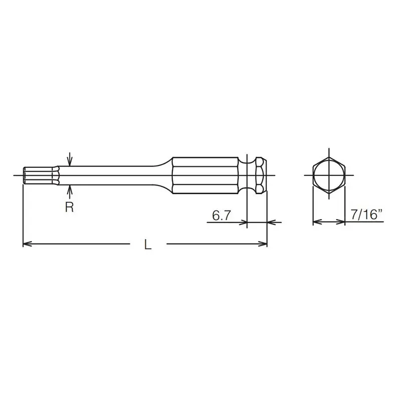 7/16 Hex Dr. Bit 3/8 Hex Length 35mm - Image 2
